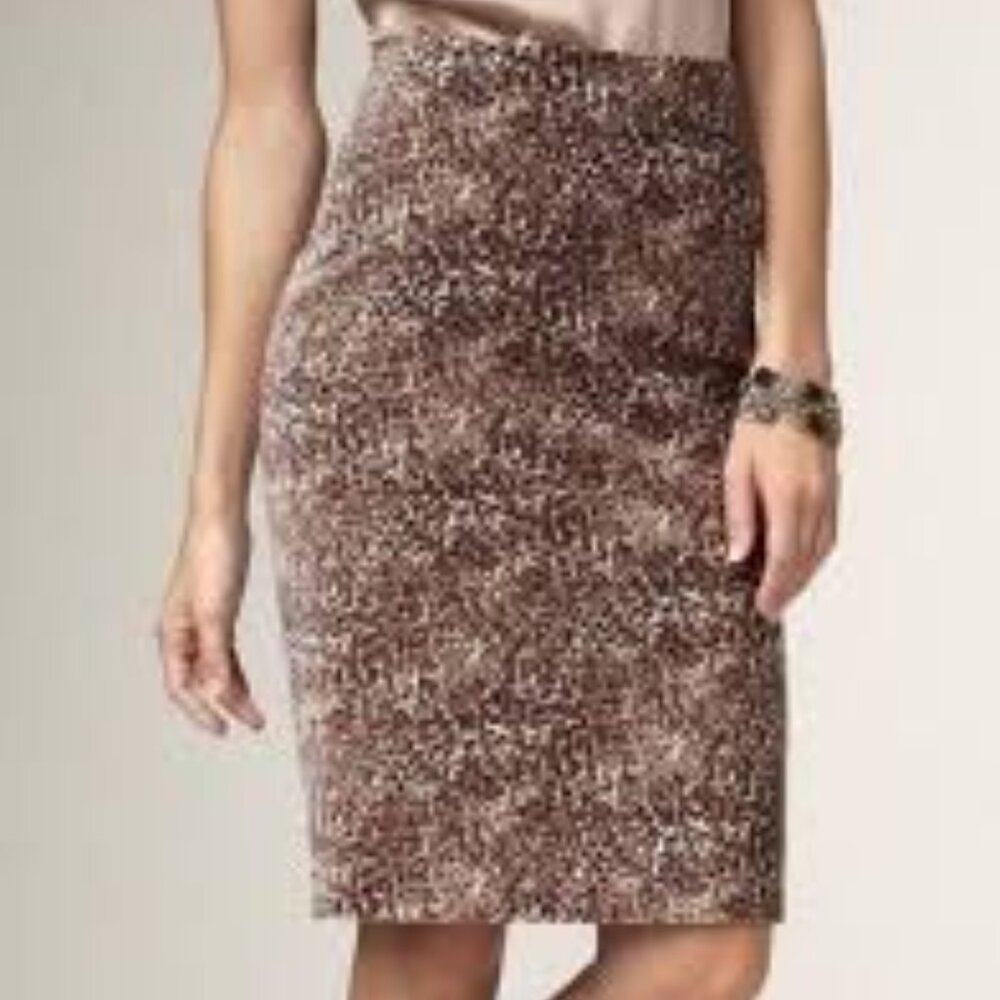 Talbots leopard print velvet pencil skirt, size 14P